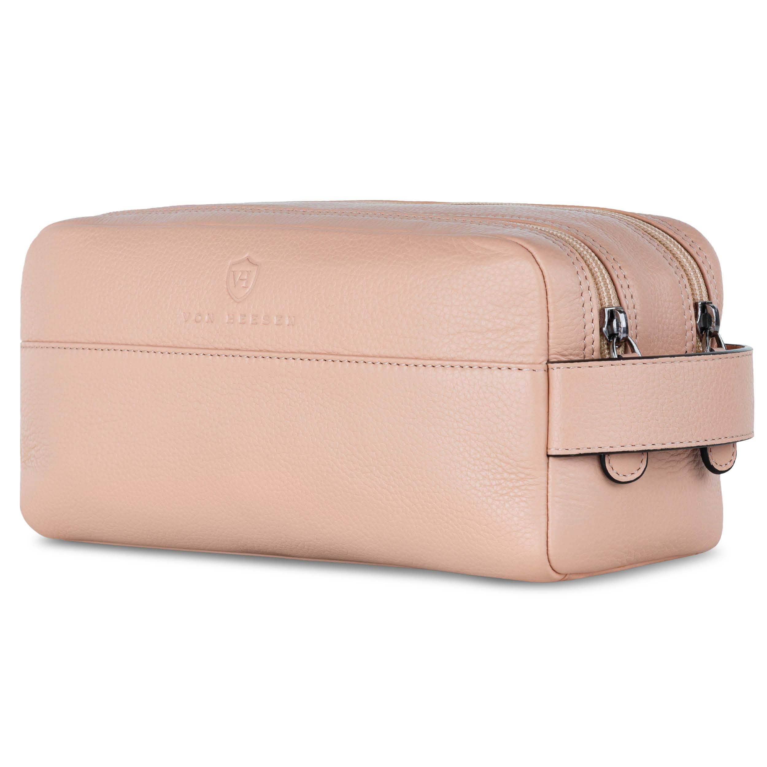 VON HEESEN Kulturbeutel Leder Kulturtasche für Herren & Damen - Echtleder Necessaire ideal zum Reisen - Waschtasche und Kosmetiktasche