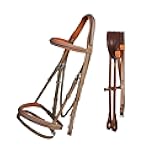 Exion English Jumping Hunter Bridle with Removable Flash Noseband & Rubber Reins | Soft Padded Raised Snaffle Browband & Noseband | Anatomical Anti-Pressure Headpiece | Leather Horse Bridle