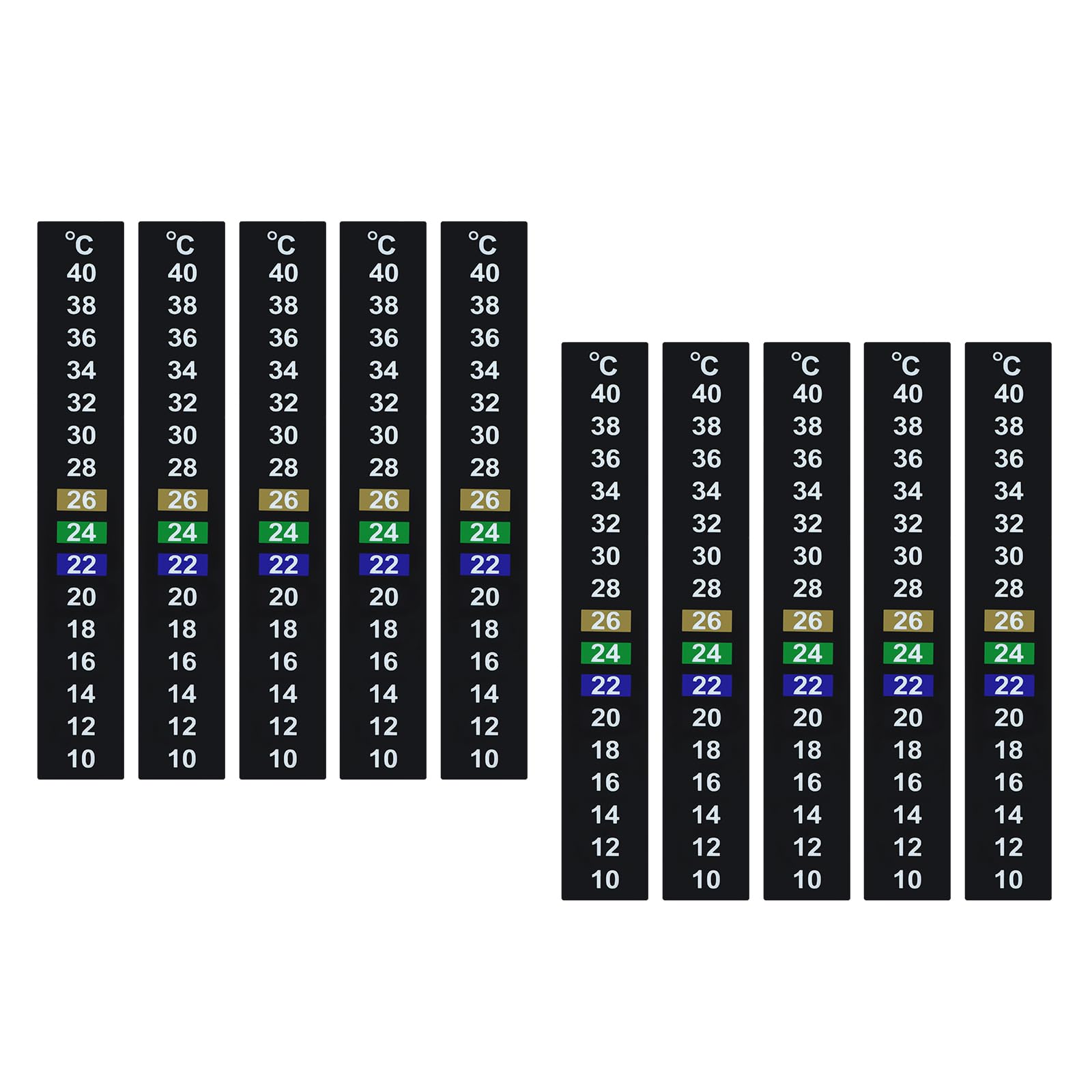 Minicoco 10PCS Aquarium Thermometer Stickers LCD Aquarium Thermometer Strips Self-Adhesive Fish Tank Temperature Stickers 10-40°C Range for Aquariums Reptile Turtle Tank Vivariums Homebrewing Jars