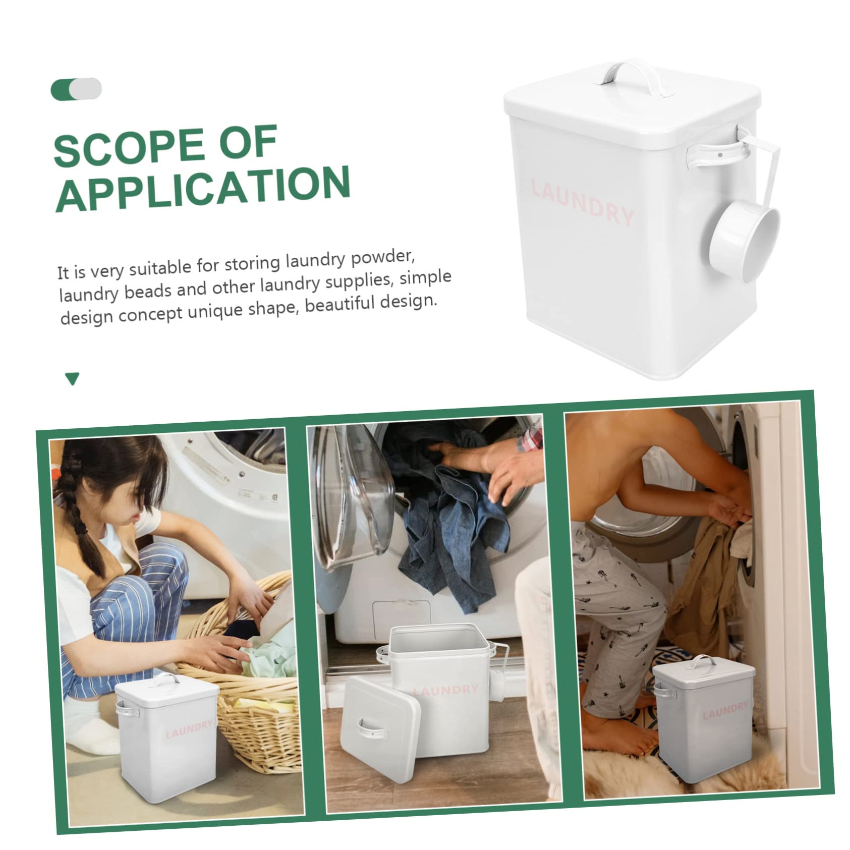 KOMBIUDA Cubo De Detergente para Ropa Hierro Contenedor Detergente Polvo Capacidad Fácil De Limpiar