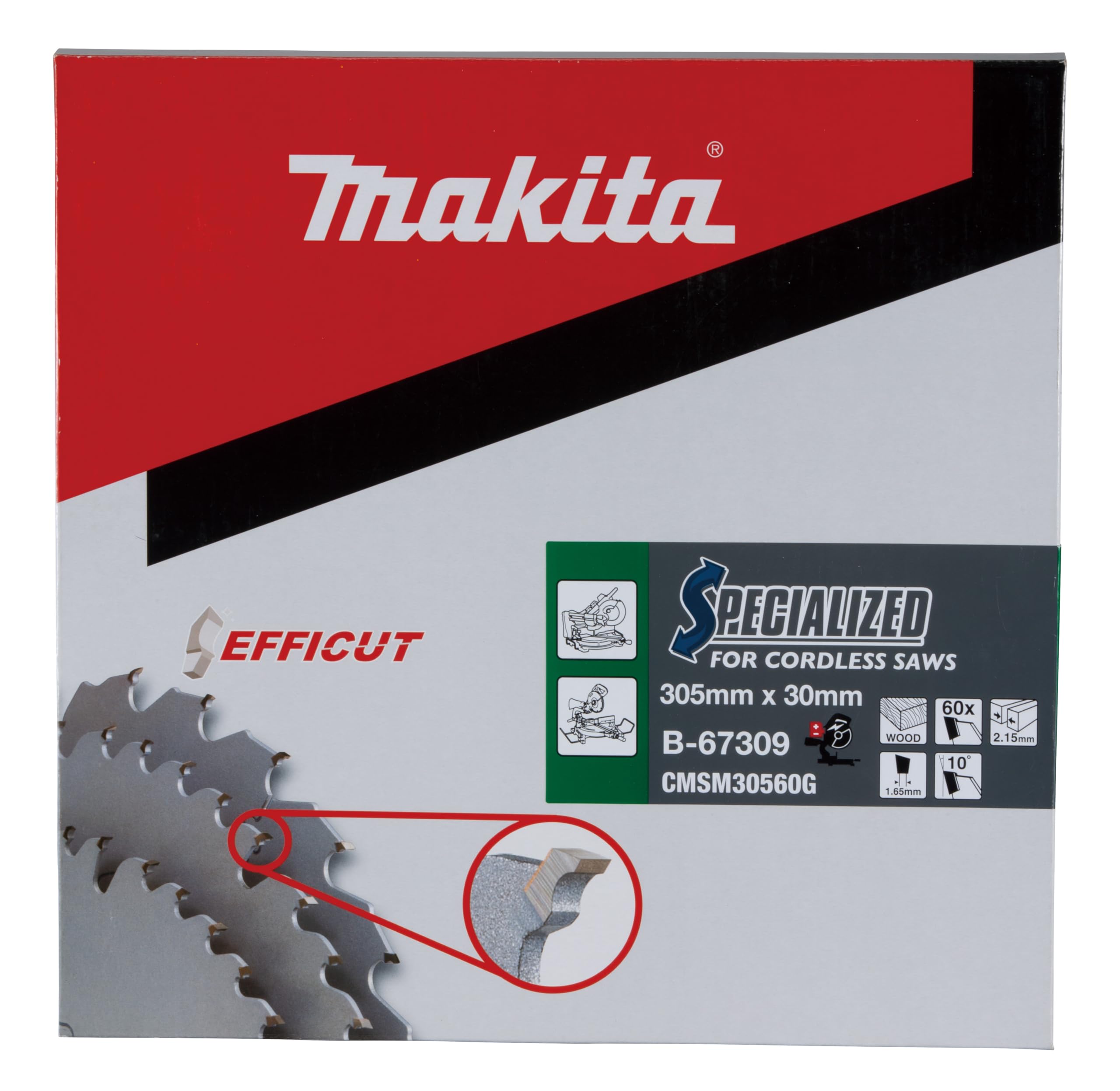 Makita Benelux Afkortzaagblad Hout, Cirkelzaagblad, Verkoop Per: 1 X 1 Stuk B 67309 88381541022