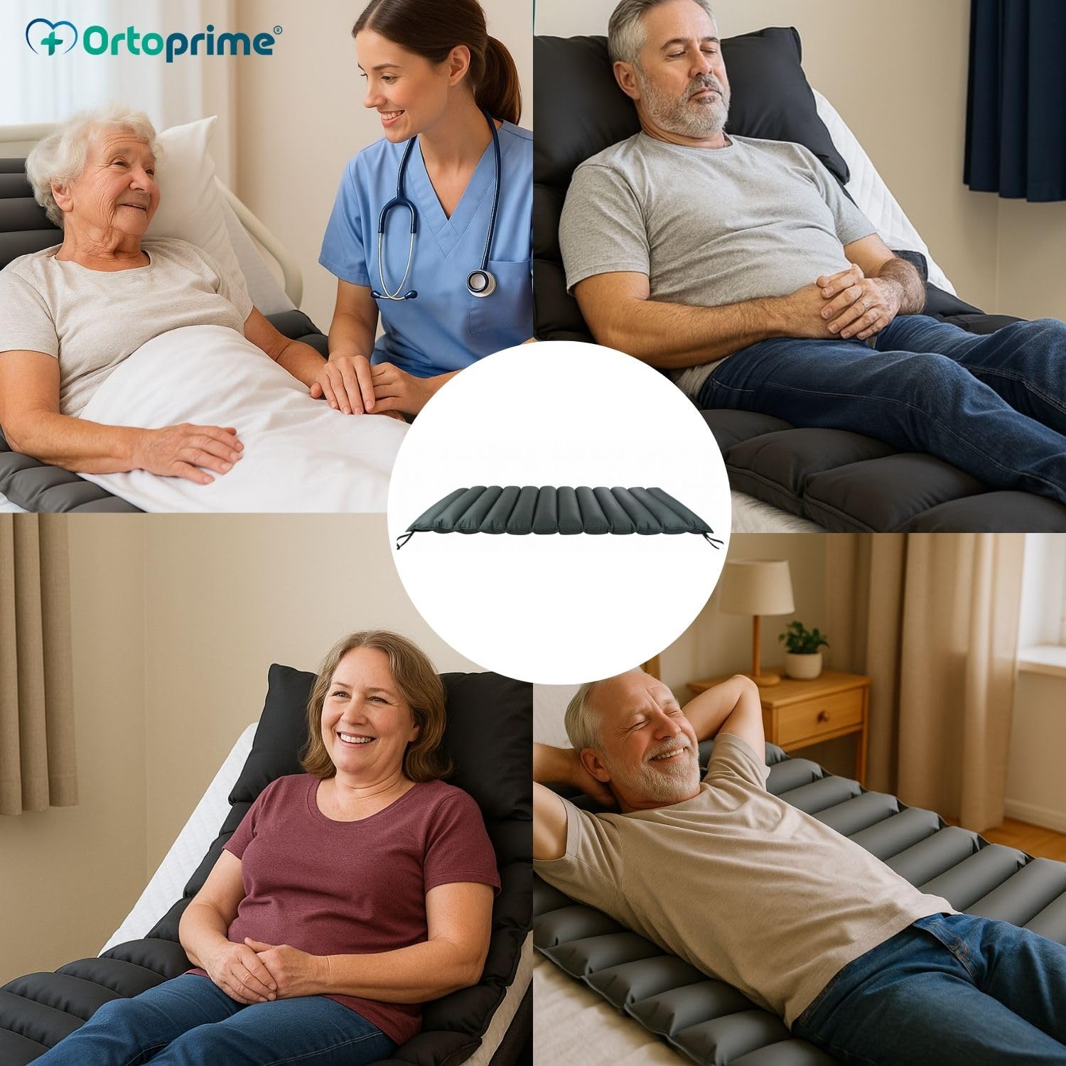OrtoPrime Colchón Antiescaras 90x190x10cm con 12 Celdas - Colchón Antiescaras ERGONÓMICO Colchon para Cama Articulada Suave y Cómodo - Anti úlceras para Cama con Cintas Ajustables