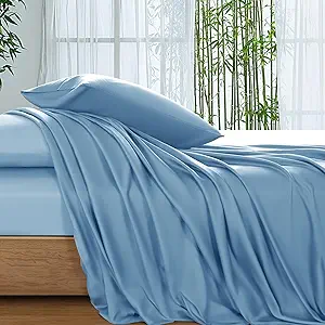 SONORO KATE 100% Viscose Derived from Bamboo_Sheets King Size, Ultra Breathable & Cooling Bed Sheets for Hot Sleepers, Hotel Luxury Silky Bedding Sheets, 16" Deep Pocket - 4PC (Teal Blue,King)