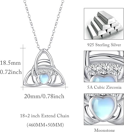 Miniatura 2 de Collar de nudo celta para mujer, plata de ley 925, collar de nudo celta irlandés de buena suerte, nudo celta, nudo celta, piedra lunar, amor,