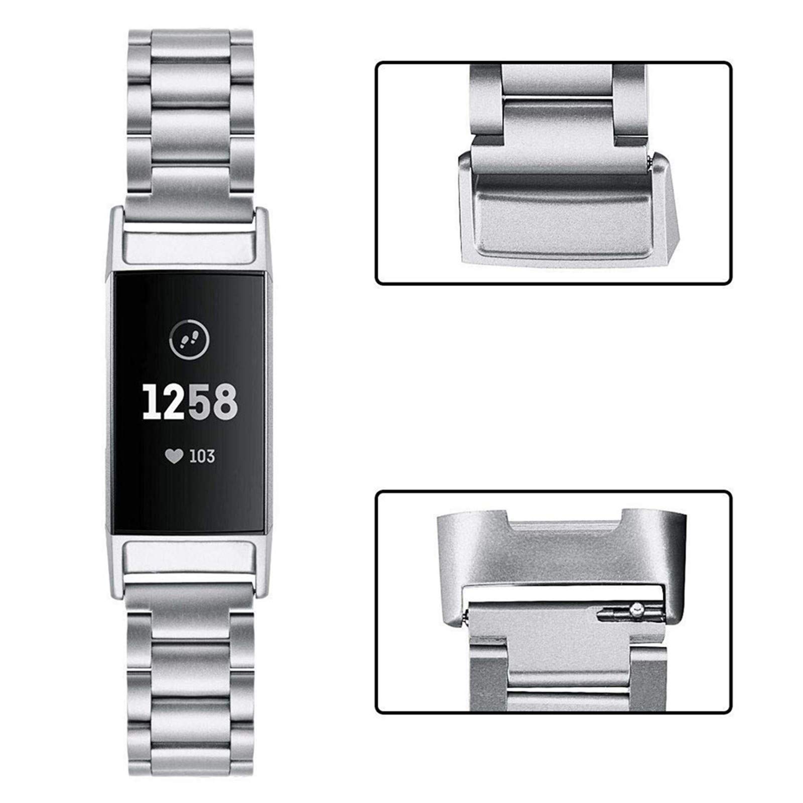 Tobfit Cinturino In Acciaio Inox Per Fitbit Charge 4 E Charge 3 - Regolabile, Con Chiusura Magnetica, Uomo/Donna