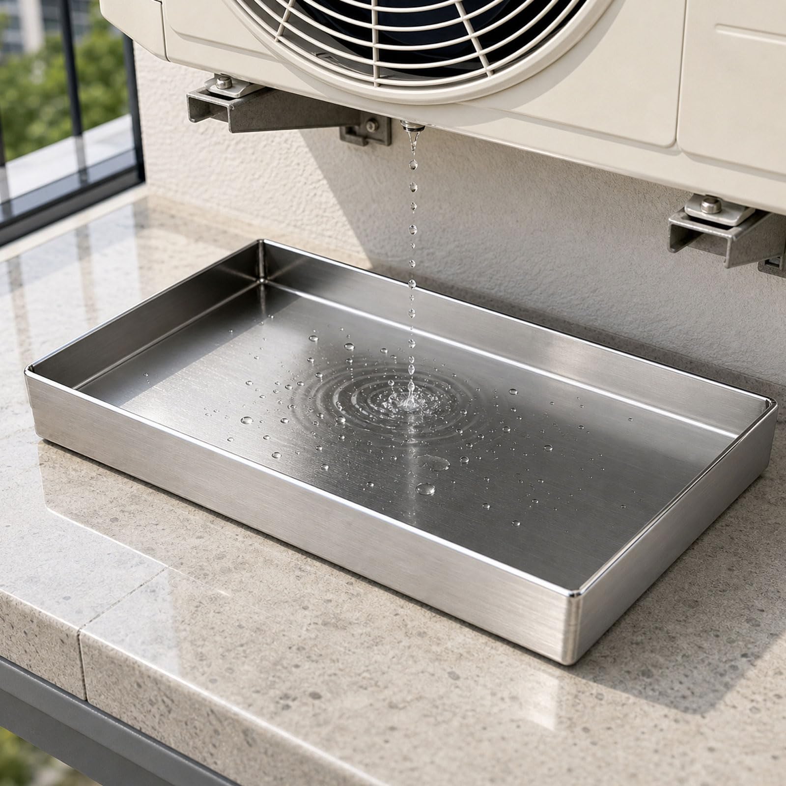 Vaschetta Raccolta Acqua in Acciaio Inox,Vaschetta Raccogligocce Universale per Condizionatore,Vasca stagna Raccolta condensa,per climatizzatore Esterno,sotto Lavatrice,Raccolta Olio