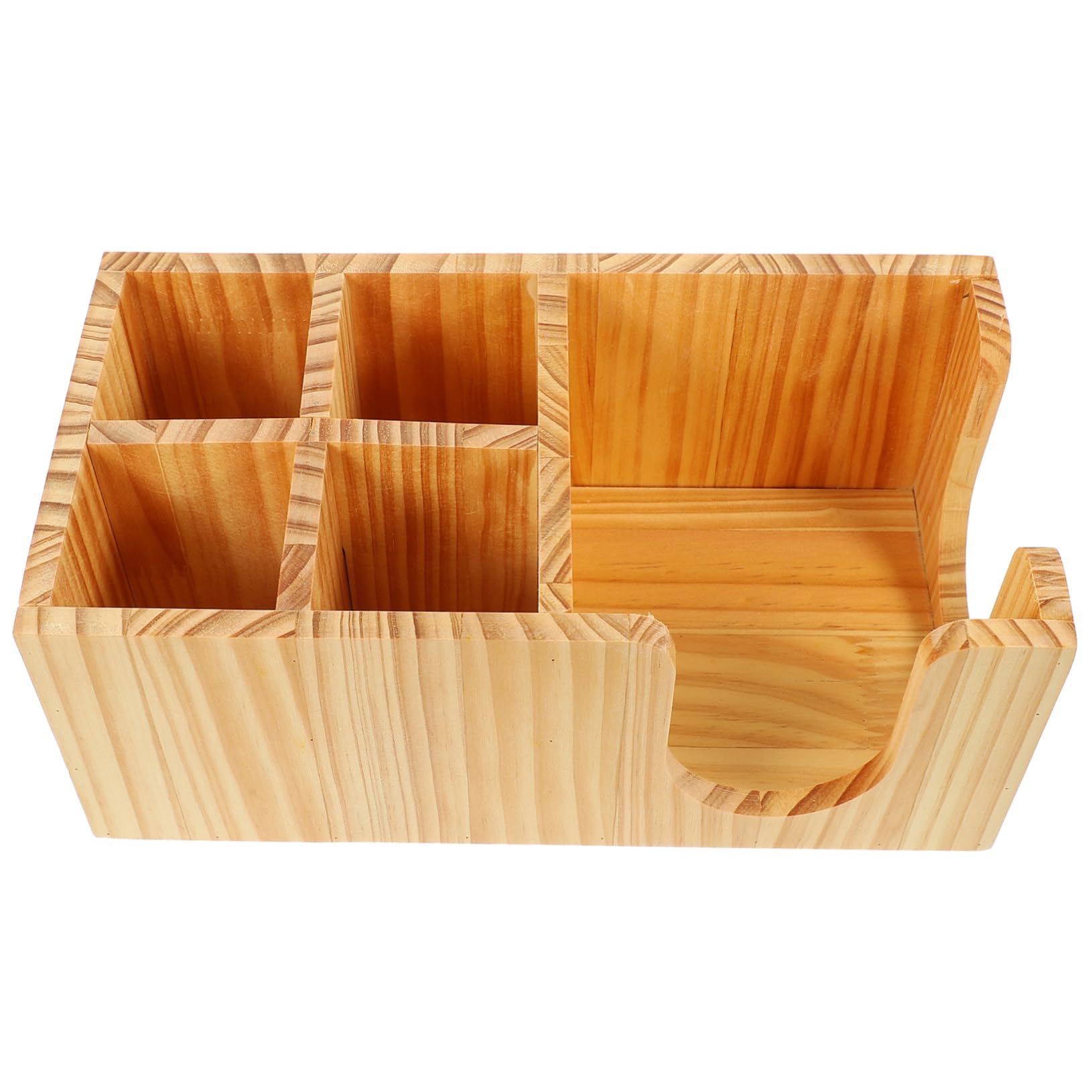 Cabilock Wooden Coffee Bar Organizer Tea Station Storage Box Compartments for Syrups and Paper Towels
