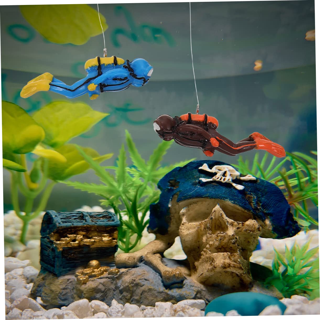 GLEAVI 4 Set Galleggiante Subacqueo Ornamenti Decorativo Decorazioni Figura del Subacqueo del Serbatoio di Pesce Adorabile Decorazione Dell'acquario Resina 4 Pezzi * 4