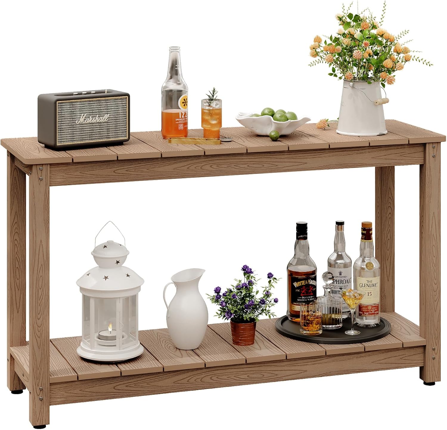 LAHAAP 48" Weatherproof Outdoor Console Table Review: HIPS Teak Patio Side Table for Garden Decks