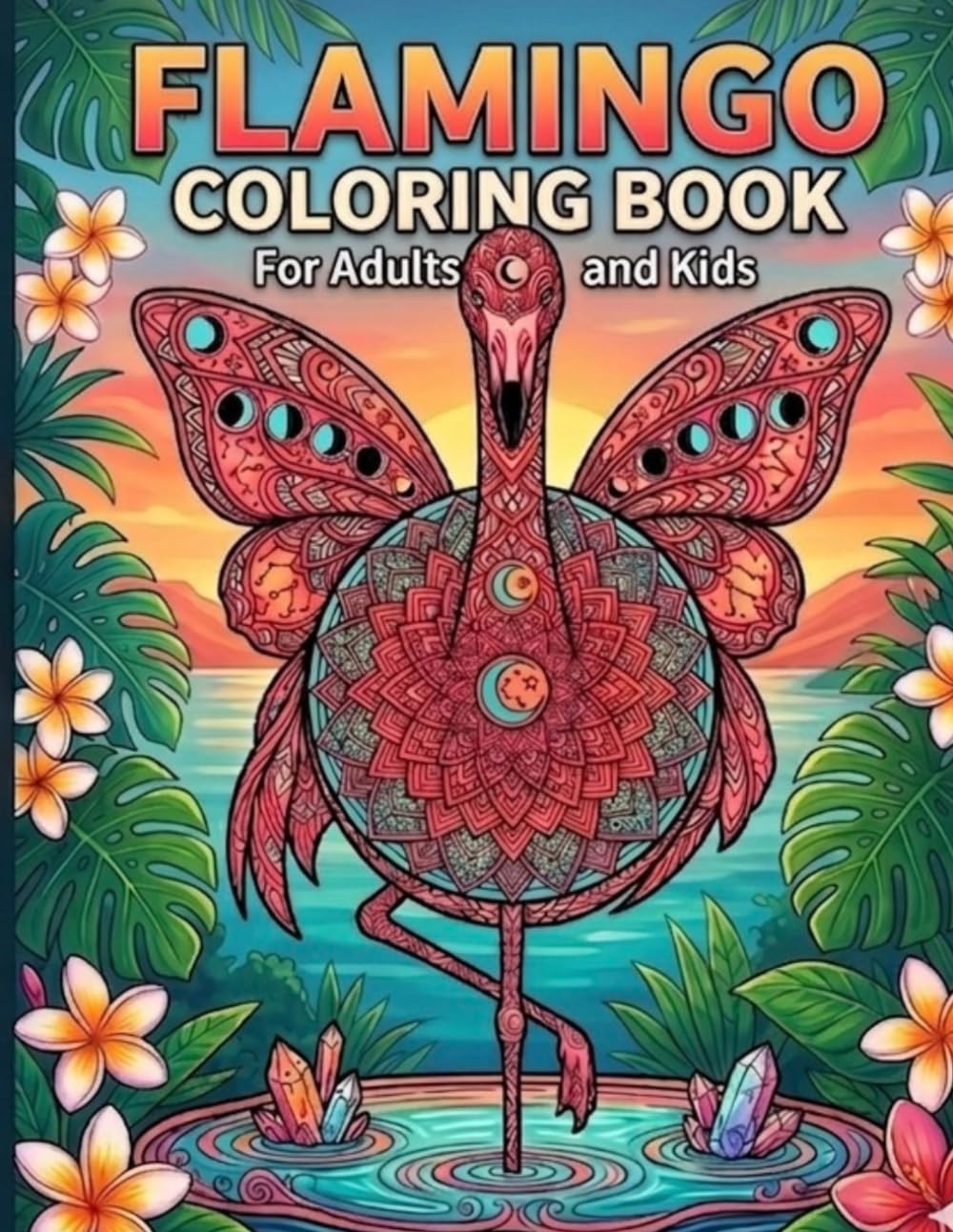 FLAMINGO COLORING BOOK: Mandala Animals Design for Adults and Kids, Stress Relieving Designs