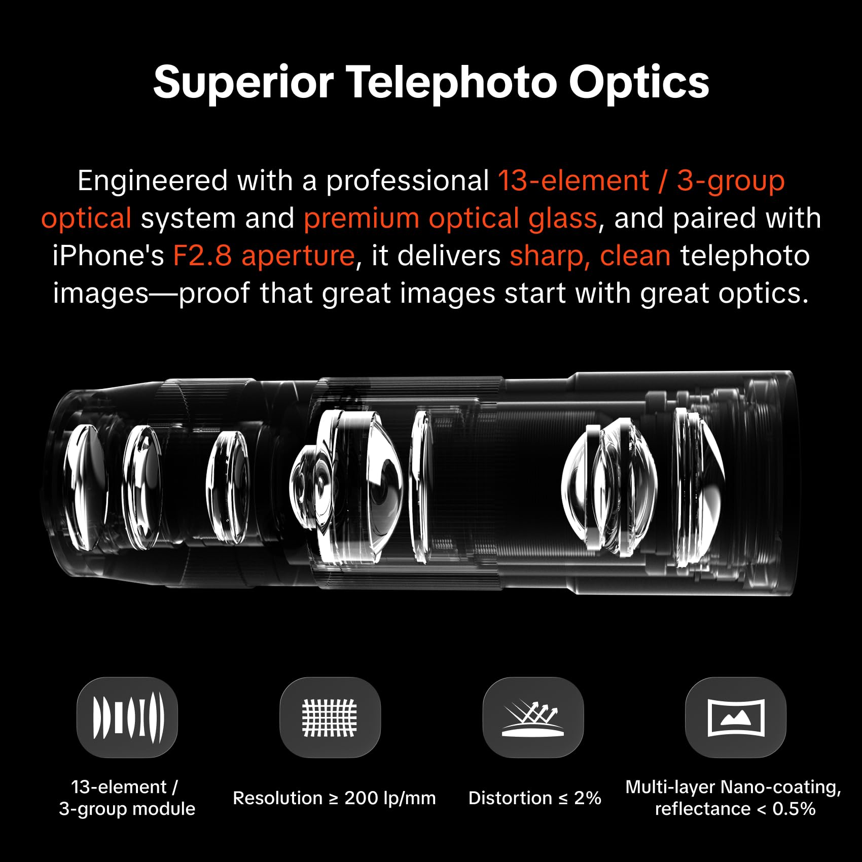 PGYTECH Teleobiettivo 2X per iPhone 17 Pro, Kit Fotografico Vintage RetroVa con Anello Adattatore e Custodia, Estensore Ottico Professionale per Riprese Cinematografiche a Lunga Distanza