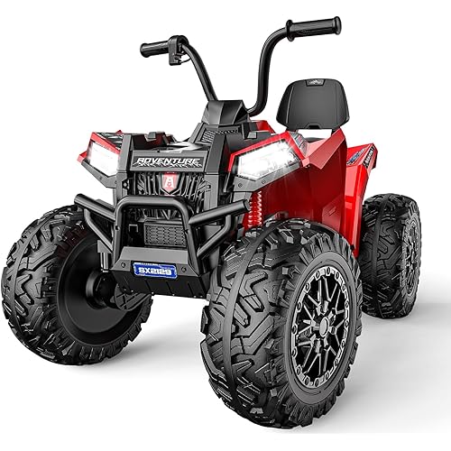 ANPABO Kids ATV 4 Wheeler for Big Kids Aged 5-14, 200Lbs Capacity, 800W 24V 2 Seater Ride on Toy with 17" All-Terrain EVA Tires, Shock Absorber, Removable Battery, Bluetooth, Kids ATV Off Road Car