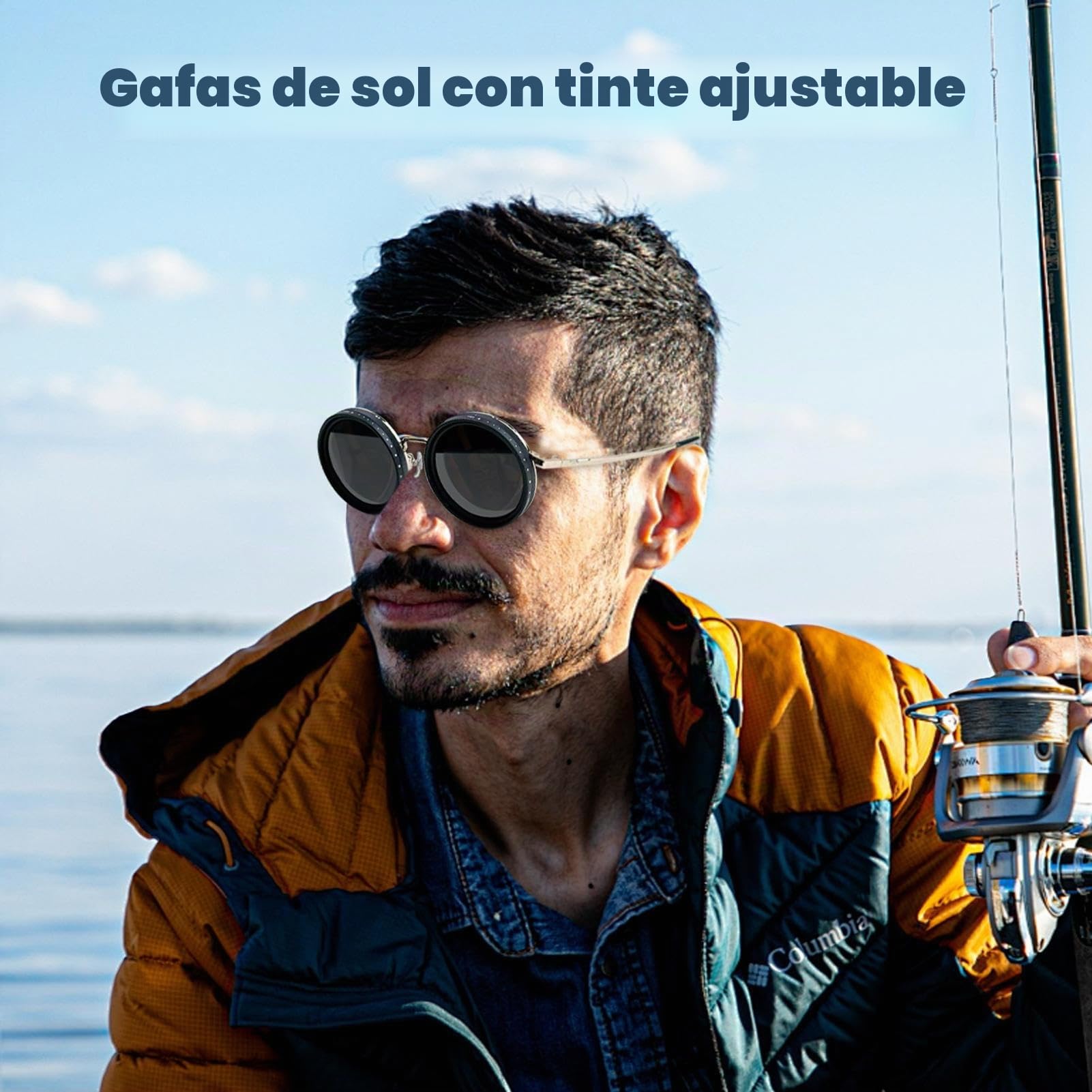 Gafas de sol de tinte ajustable, gafas de sol polarizadas, parasoles regulables, con función de control de luz versátil, de larga duración, 47 g, para deportes al aire libre, playa, pesca, viajes, sol