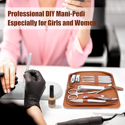 Miniatura 6 de Juego de manicura, kit de cuidado de uñas de acero inoxidable, 12 en 1, herramienta profesional de aseo para uñas encarnadas, kit de pedicura y