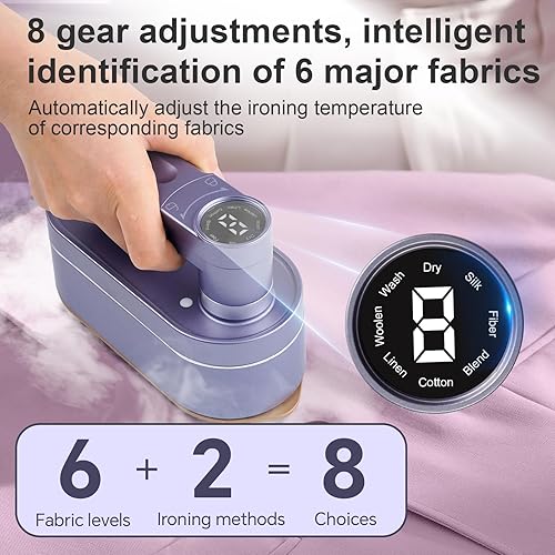 Miniatura 2 de Vaporizador para ropa, vaporizador portátil de mano de 10 segundos, calentamiento rápido, plancha de vapor ajuste de 8 niveles y pantalla