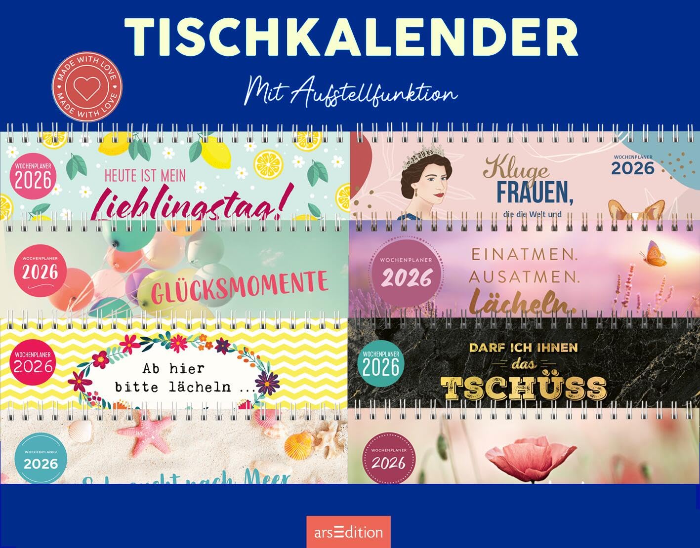 Display Tischkalender 2026: Mit 8 x 3 Ex. | Praktische Terminplaner mit Wochenkalendarium