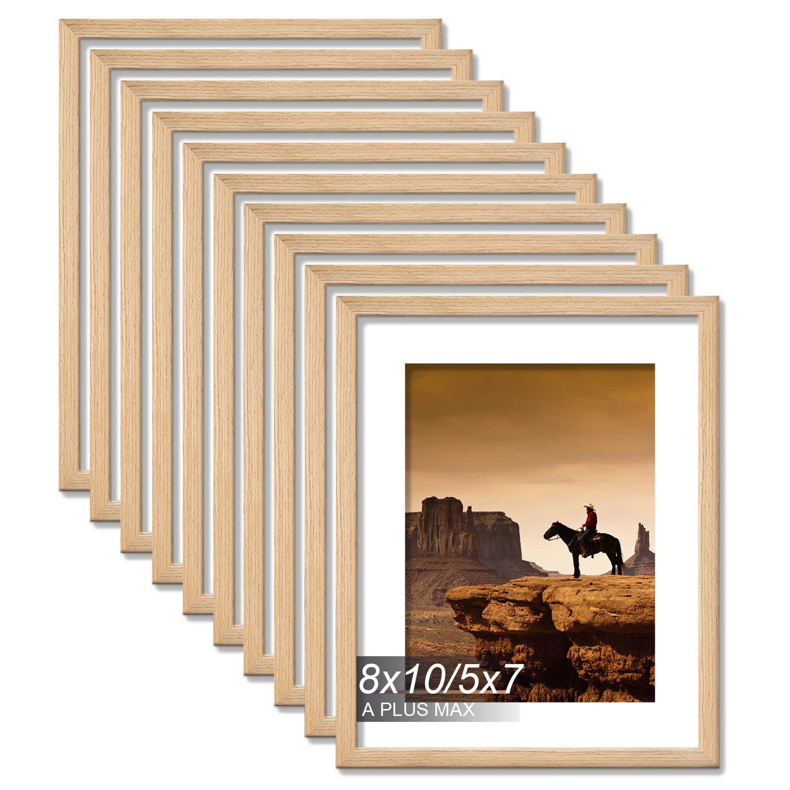 Amazon.co.jp: 8×10インチの写真フレーム10個セット。自然で軽量。卓上