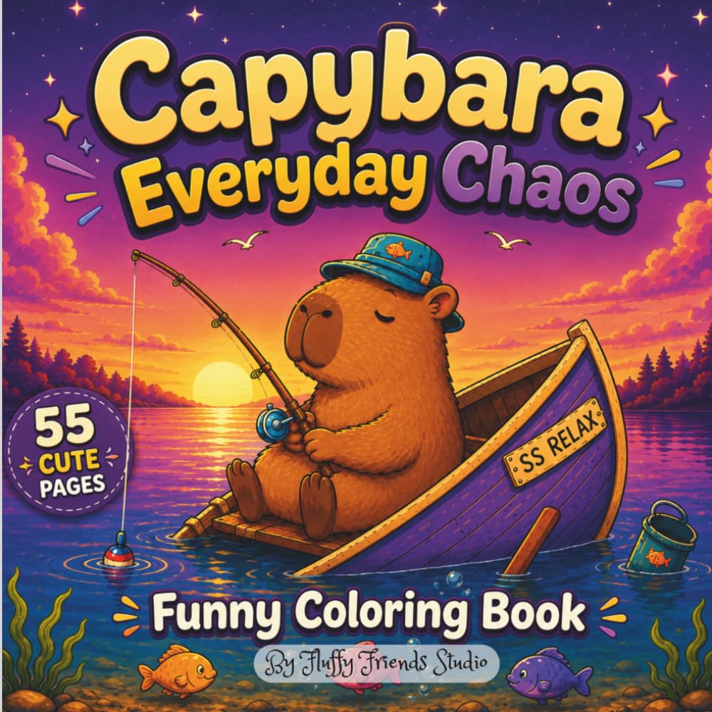 Capybara Everyday Chaos:A Funny Coloring Book for Kids, Teens, and Adults: Cute Capybaras in Cozy, Chaotic, and Relaxing Adventures for Stress Relief and Creative Fun