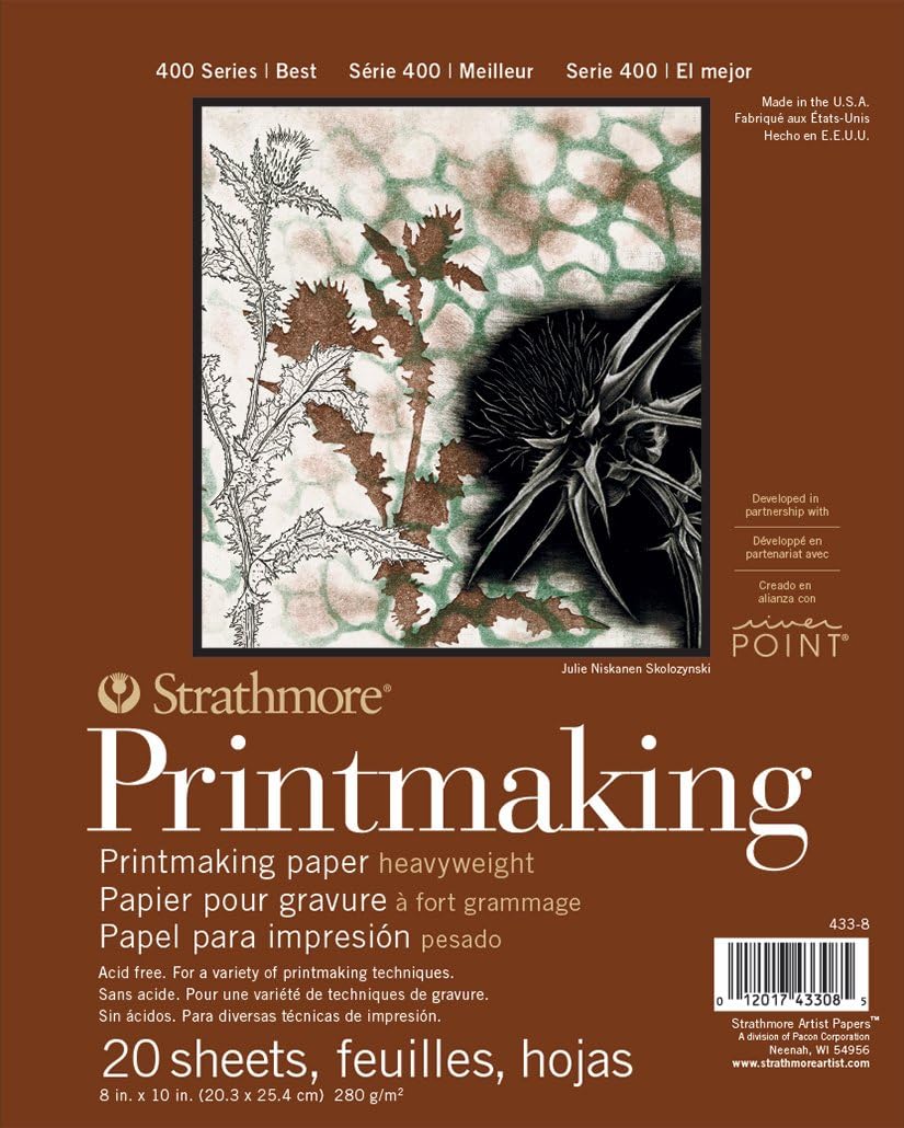Paper Strathmore Printmaking Paper Pad 8 x 10-inch, 20 Sheets, White, 8"x10"