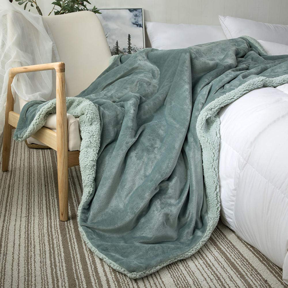 VHKJewE Blanket Throw for Bed Brown Throws for Sofas Large Fall and Winter Fleece Soft and Cosy Heavy(Haze Blue,160x240cm)