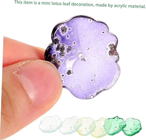 Miniatura 4 de OHPHCALL 50 piezas de pétalos accesorios falsos hoja de loto piscina estanque de peces hoja de loto artificial de vidrio acrílico accesorios vívidos