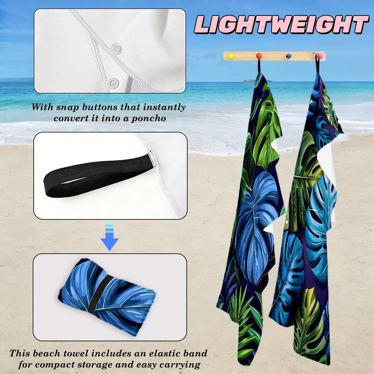 Ręcznik plażowy 100 x 200 cm, ręcznik gimnastyczny z mikrofibry szybkoschnący zestaw 2 ręczników plażowych, lekki kompaktowy ręcznik z mikrofibry duży do podróży, prezent dla mężczyzn prezent dla