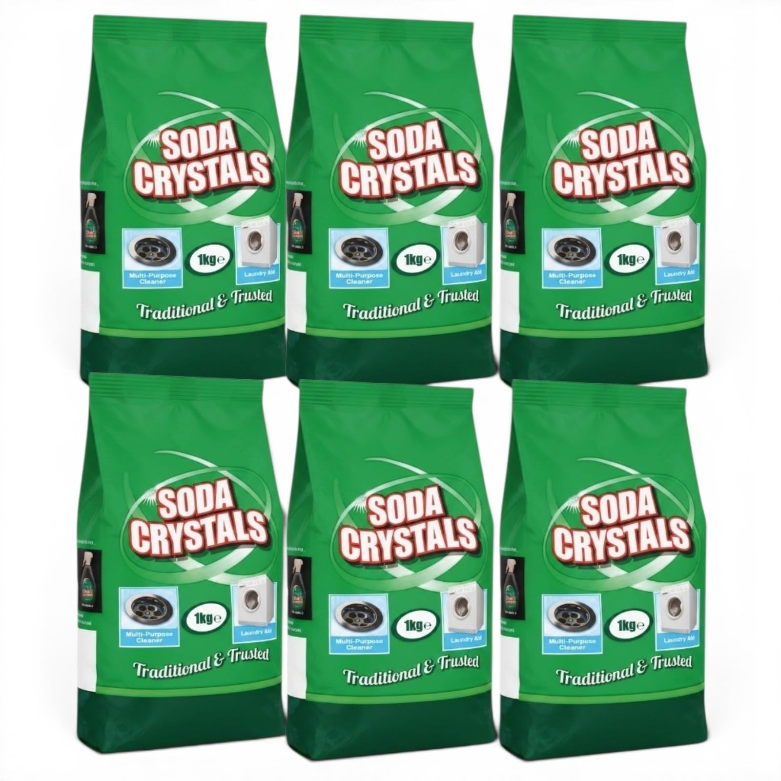 Soda Crystals Multi-Purpose Cleaner and Laundry Aid, 1 kg, 6 Pack