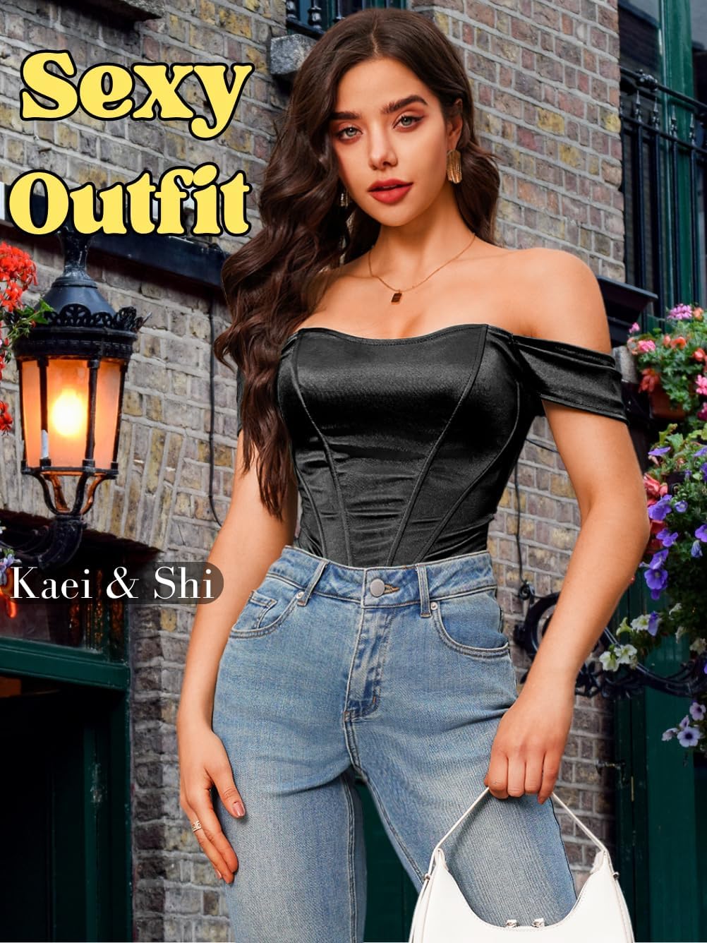 Kaei&Shi Night Out Outfits, Satin, Strapless, Off Shoulder Corset Top - Image 5