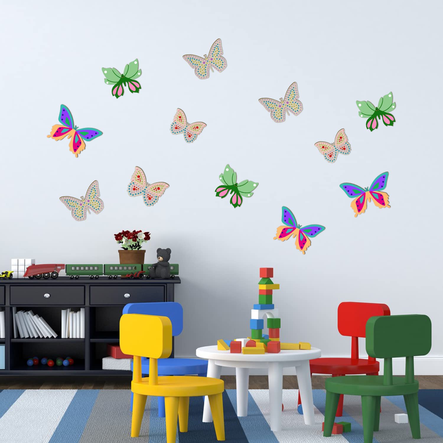 Kit Créatif 21 Papillons En Bois à Peindre - DIY Enfants Avec Aquarelles