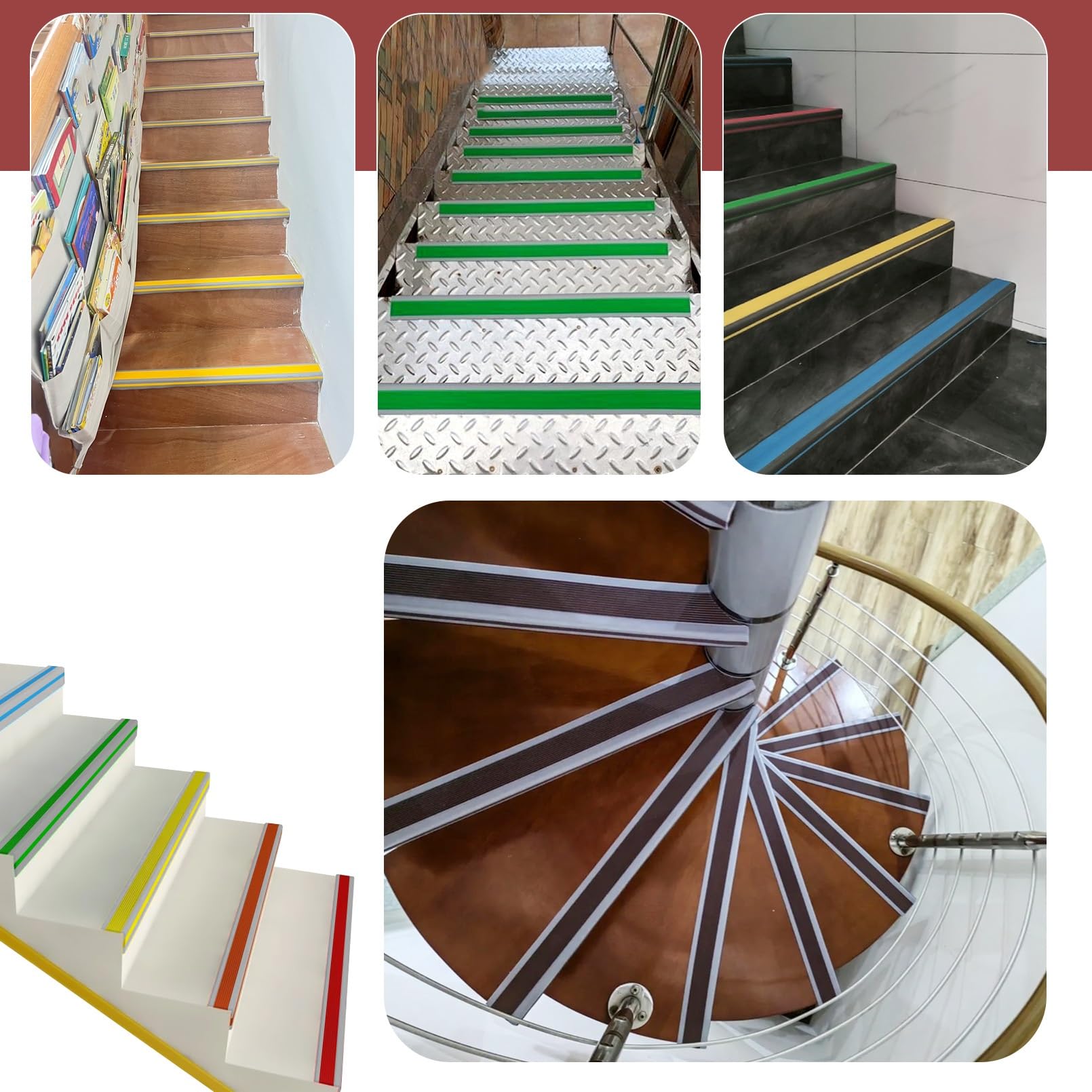 Perfil de Borde de Escalera Autoadhesivo, Tiras Antideslizantes Para Peldaños, Autoadhesivo, Buena Flexibilidad, Utilizado Para Escaleras Interiores Y Exteriores, Protector de Bordes de Escaleras(Gray