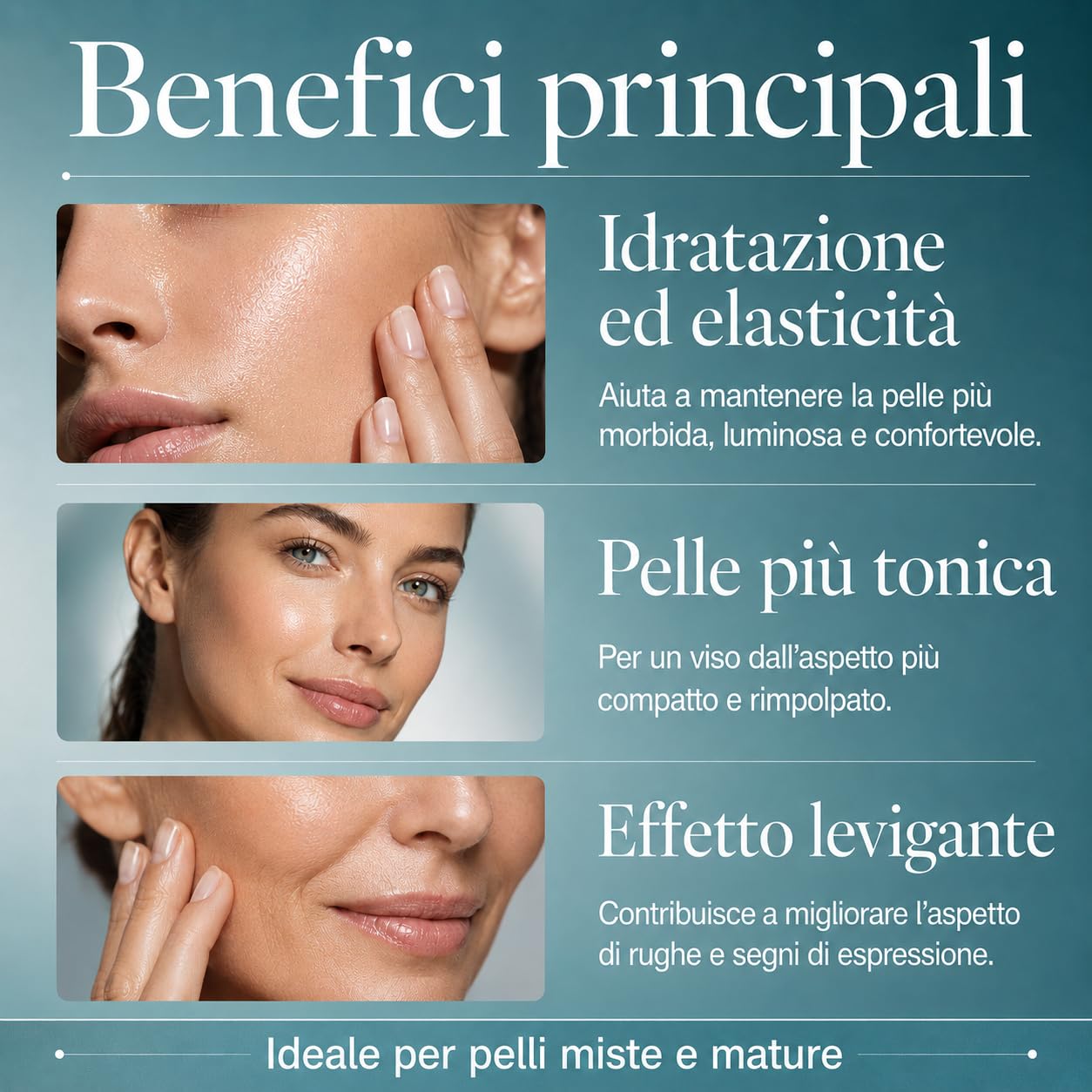 Intensive Lift+ Crema Viso con Bava di Lumaca, Collagene e Acido Ialuronico, Crema Viso Antirughe, Rimpolpante e Levigante, Skincare Idratante Viso per Pelli Miste e Mature, 50 ml