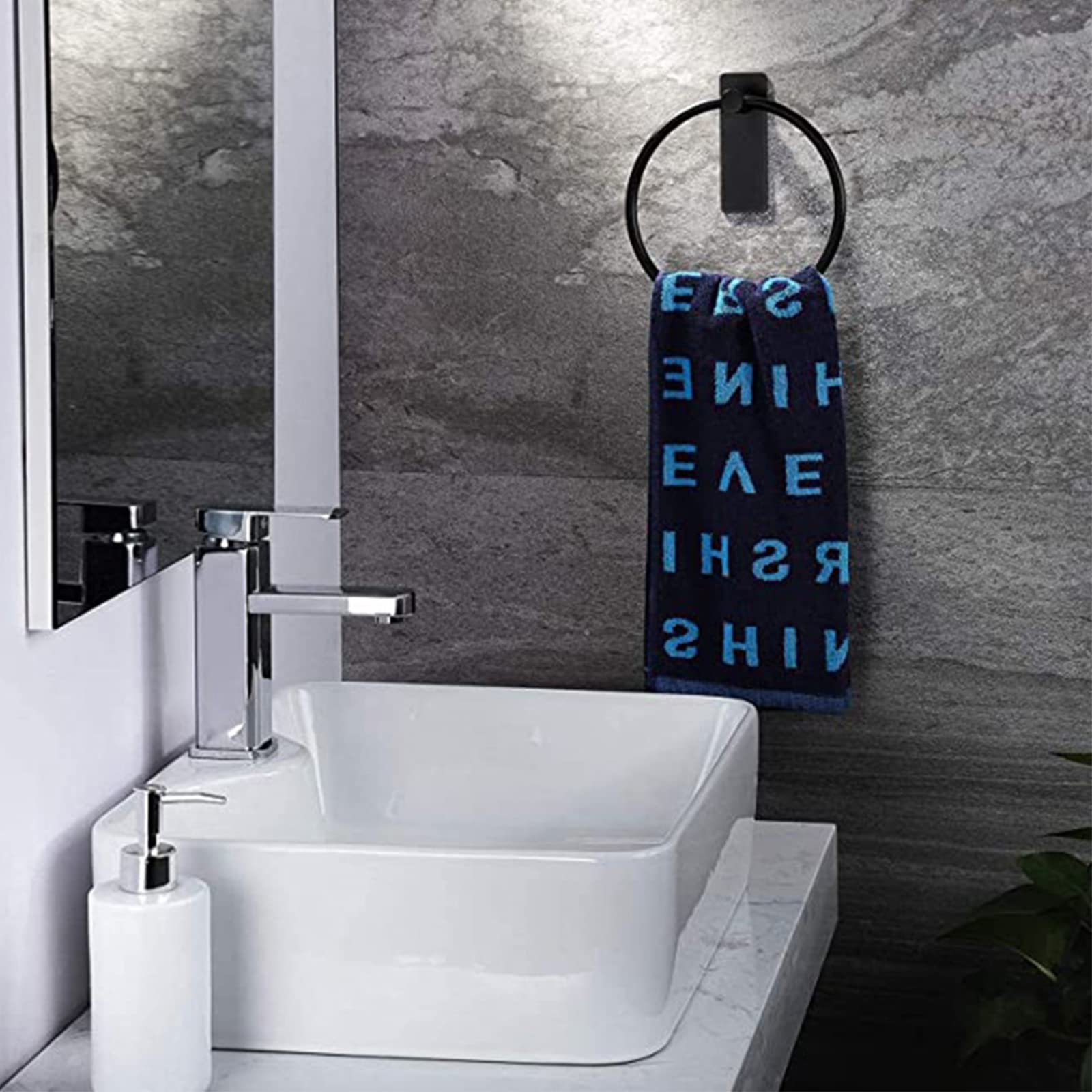 Toallero de Anilla, Toallero en Forma de Anillo Negro, Anillo De Toalla para Baño, Porta Toallas Redondo, Acero Inoxidable Percha De Baño, Anillo De Toalla para Baño, Cocina, Montaje en Pared