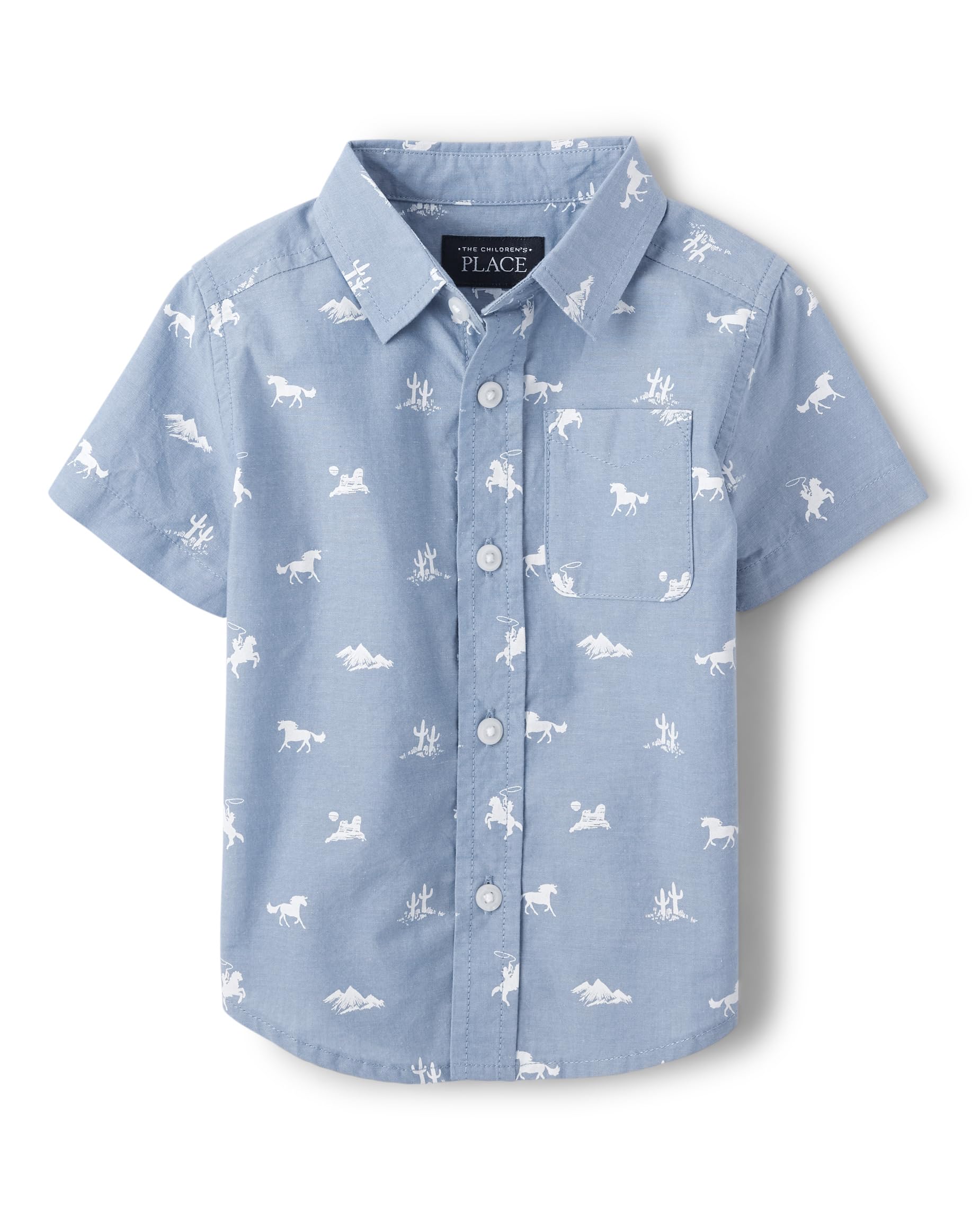 The Children's Place boys Short Sleeve Button Up Shirt - 2