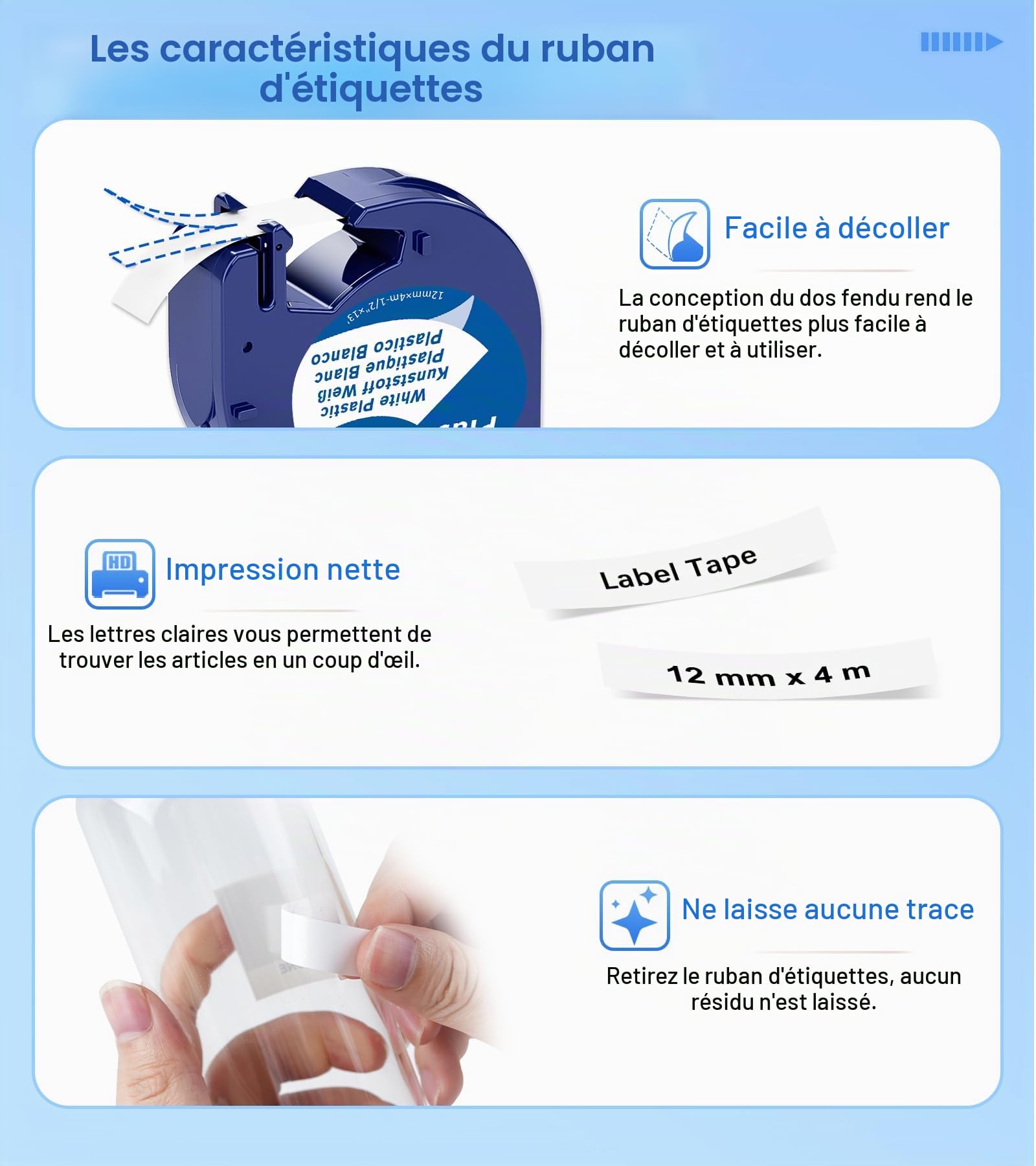 5x Compatible avec Dymo LetraTag Ruban 12mm x 4m | Compatible avec Recharge Dymo LetraTag Plastique Étiquettes S0721610 91201 pour LT-100H LT-100T XR 2000 200B, Noir sur Blanc