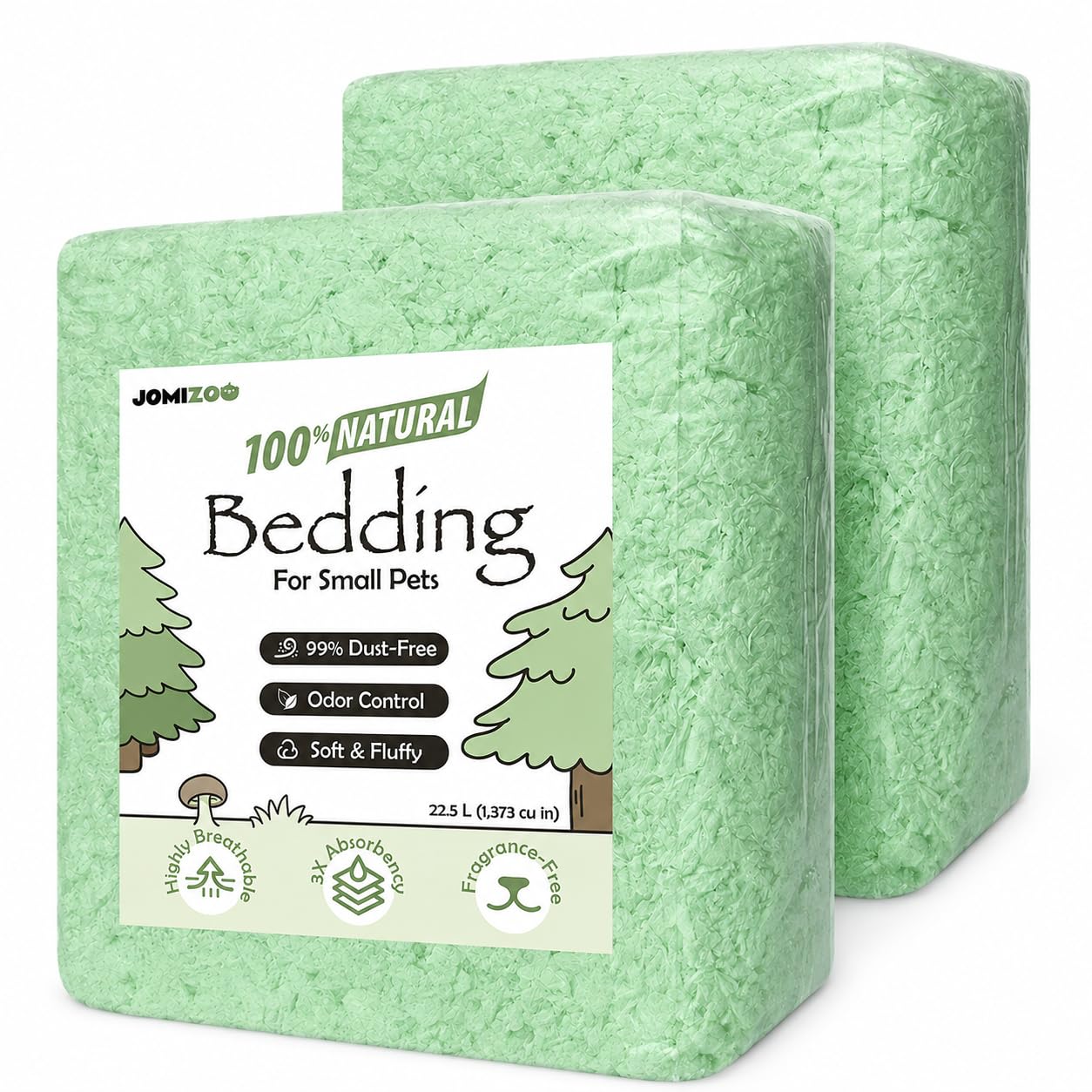 JOMIZOO Hamster Bedding 45L, 99% Dust-Free, Soft, Odor Control, Meadow Green