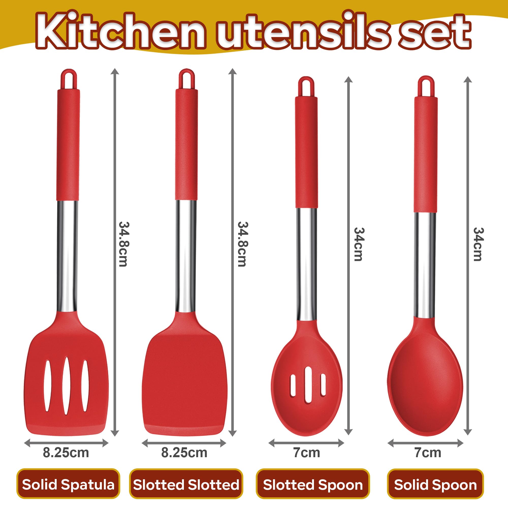 Joyfair Set Di 4 Utensili Da Cucina In Silicone: Spatole E Cucchiai Antiaderenti, Resistenti Al Calore (fino A 230°C)