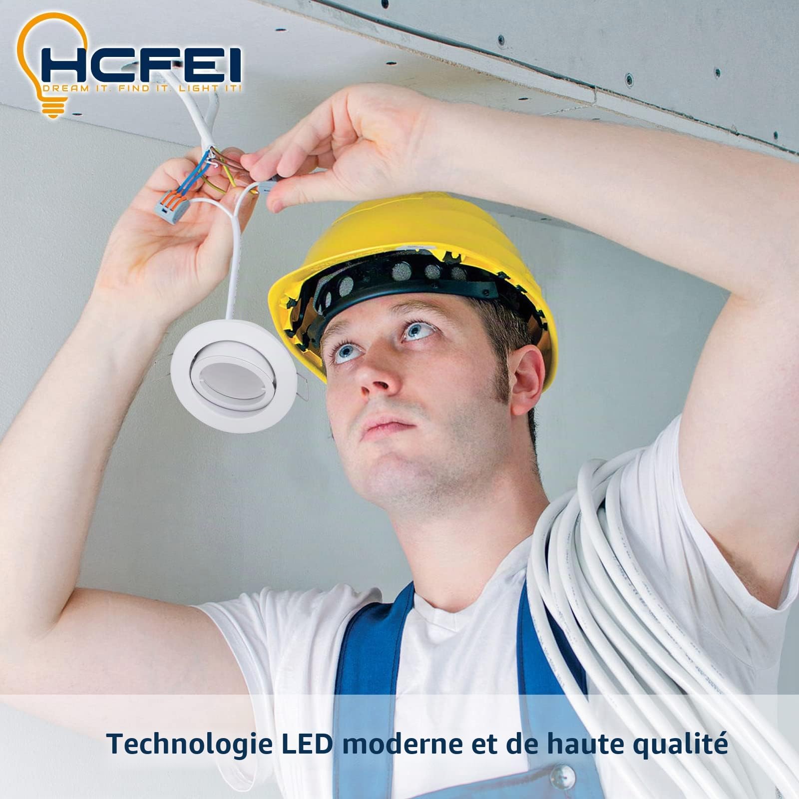 HCFEI Lot de 6 Spot Encastrable Complete Orientable Blanc avec Dimmable Ampoule GU10 Module 5W 230V eq. 50W Lumiere Blanc Chaud 3000K