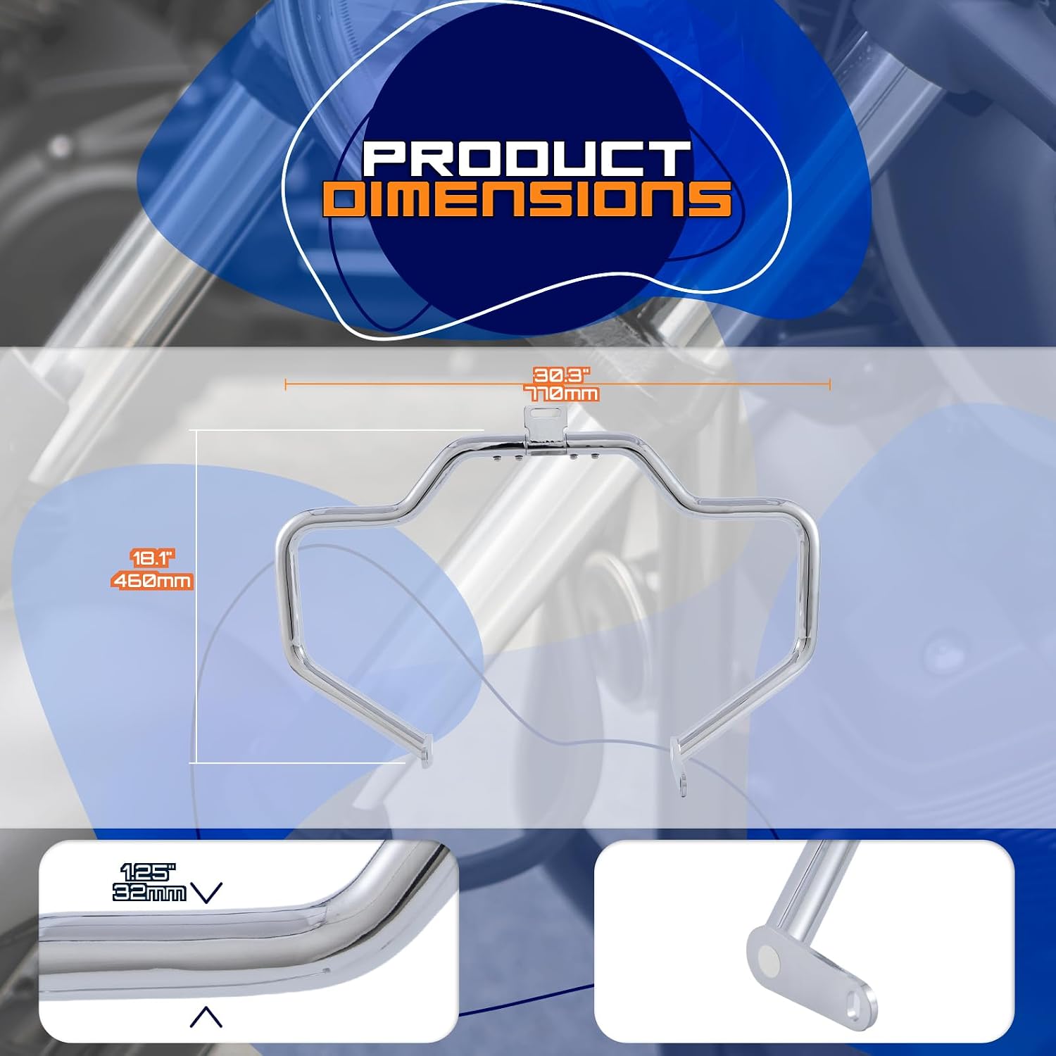 Mustache Crash Bar Engine Guard Highway Bar Compatible with Honda 750 VT750 VT750C VT400 Shadow Aero Phantom Spirit (Chrome)