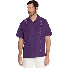 vkwear Mens Guayabera Cuban Beach Wedding Casual Short Sleeve Dress Shirt