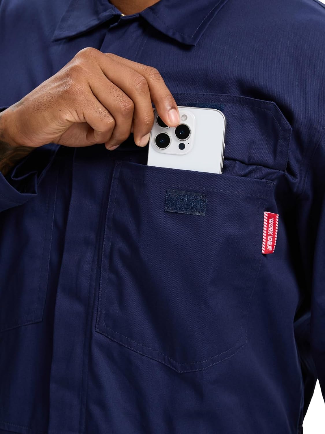 WORK IDEA Men's Coveralls Long Sleeve 100% Cotton Twill Workwear Jumpsuit Relaxed Fit - Image 5