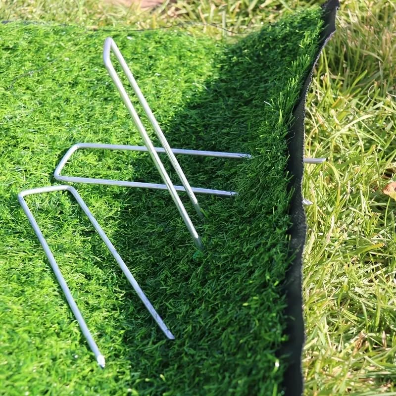 Picchetti per Telo Pacciamatura Mucchio di Terreno Pesante 50-100 Pezzi 10-15CM Graffette da Giardino zincate Paesaggio U Palo Decorazione Esterna Weed Barrie(100pcs,15X4CM)