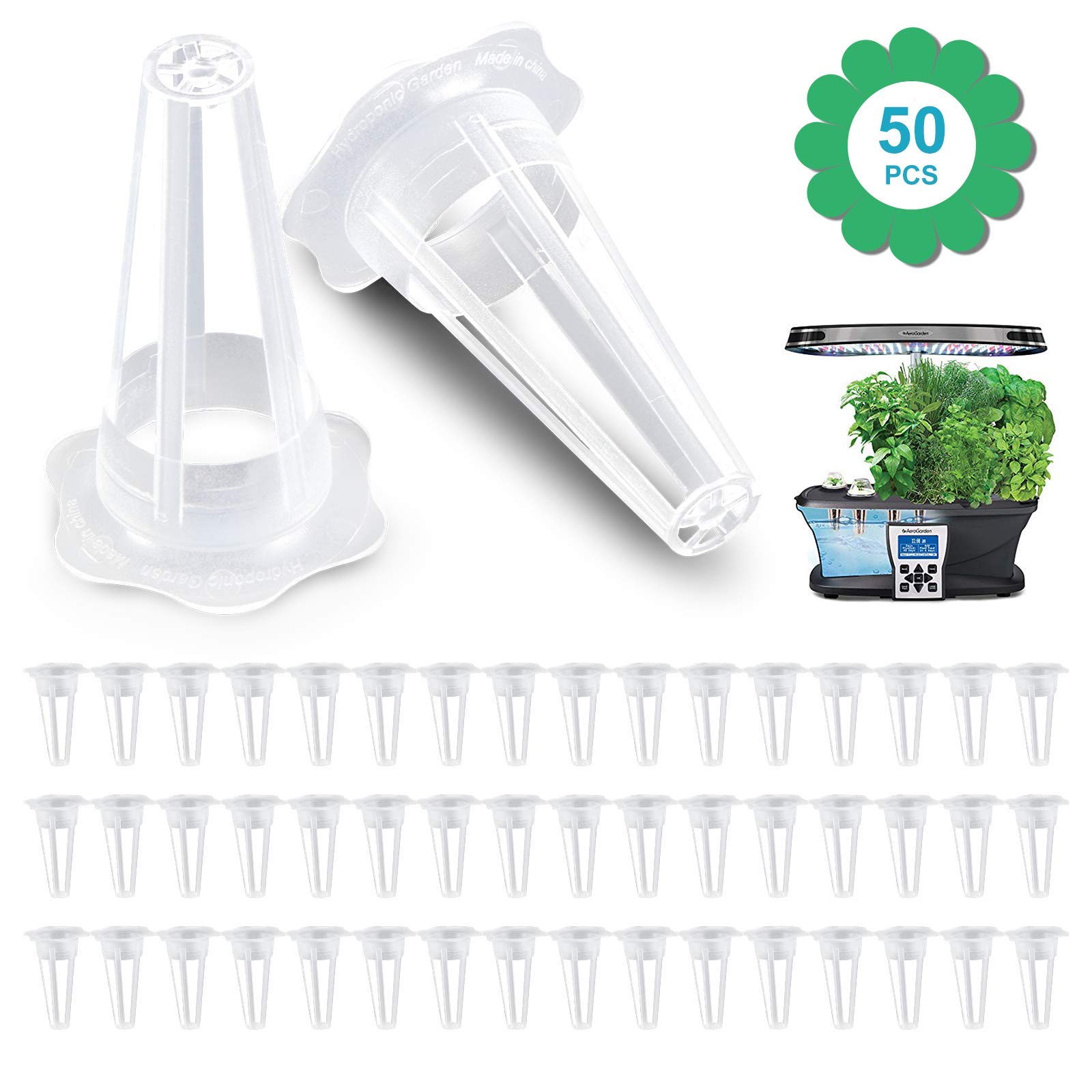 Blasoul Grow Basket - 50 Pack Plant Basket Pod Plastic Slotted Mesh Net Plant Cups Compatible with AeroGarden,Hydroponic,Growing System (50 Pack)