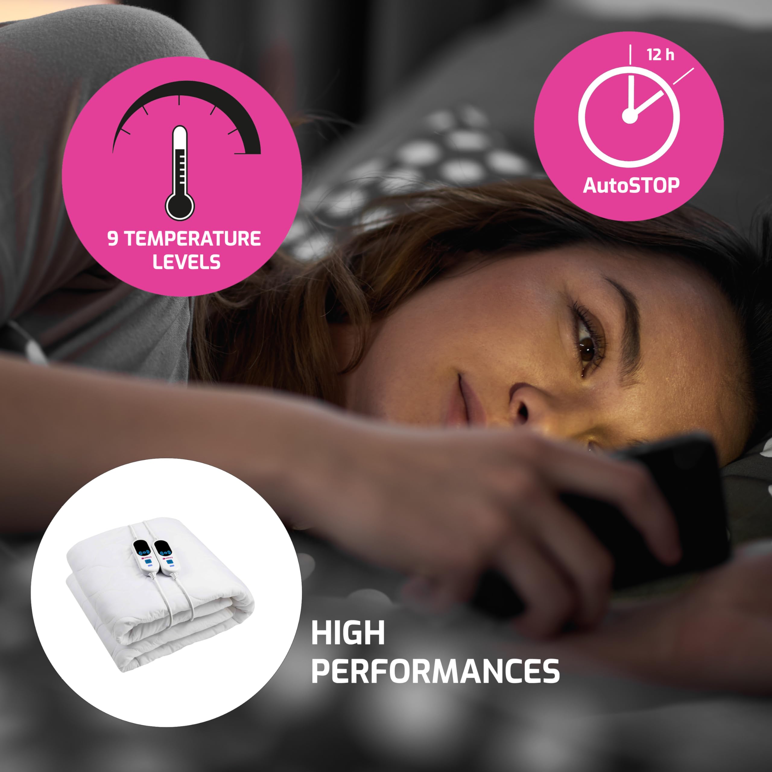 Pekatherm U210DF - Doppeltes Wärmeunterbett aus Baumwolle, 150 x 160 cm | Elektrische Wärme Unterbettdecke | Wärme Unterbett | Wärmeunterbett mit Abschaltautomatik