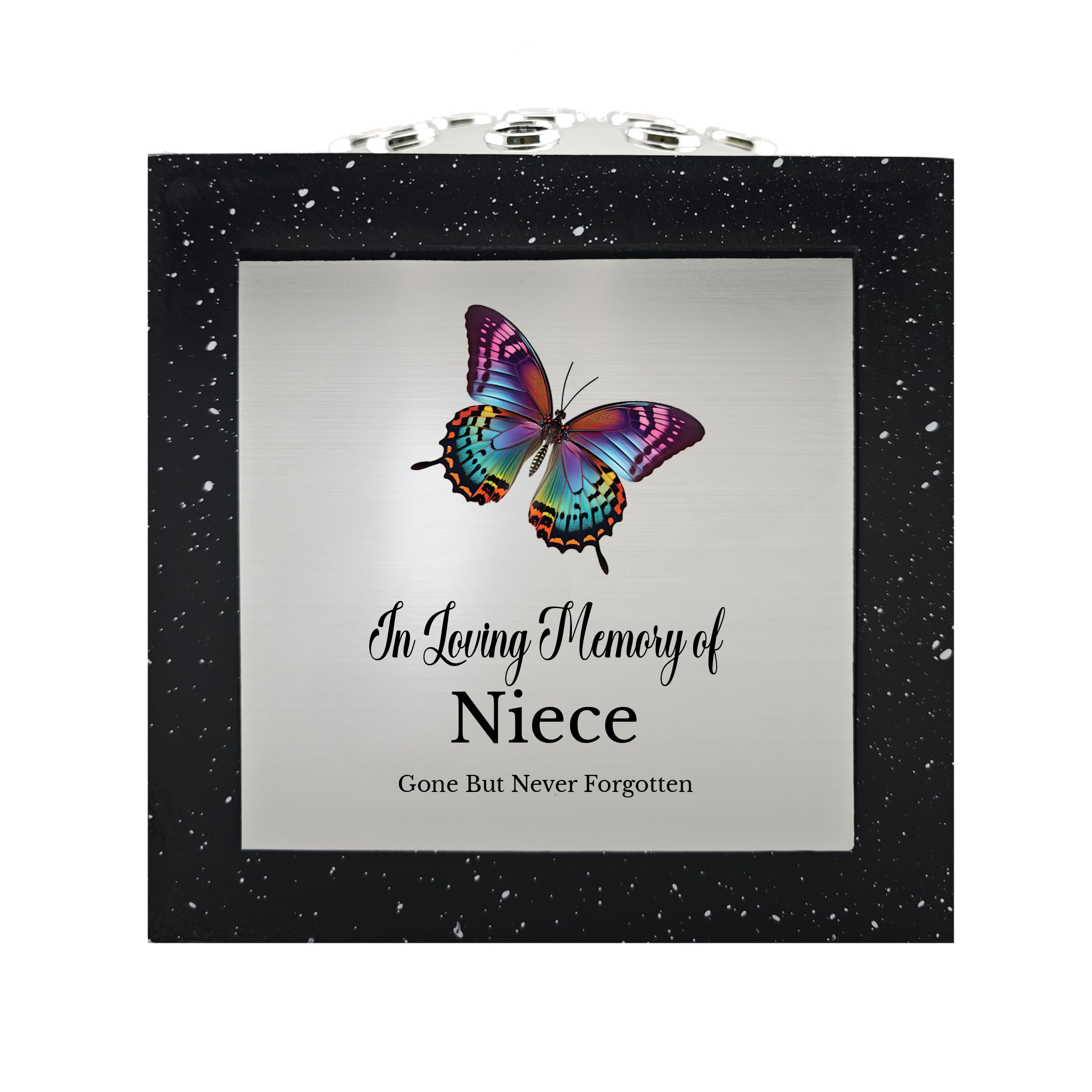 1Stclassgifts Black In Loving Memory Of Memorial Rose Bowl Grave Marker Flower Pot Vase With Butterfly Design Mum Daddy & Lots More /Silver (Uv Printed) (Niece)