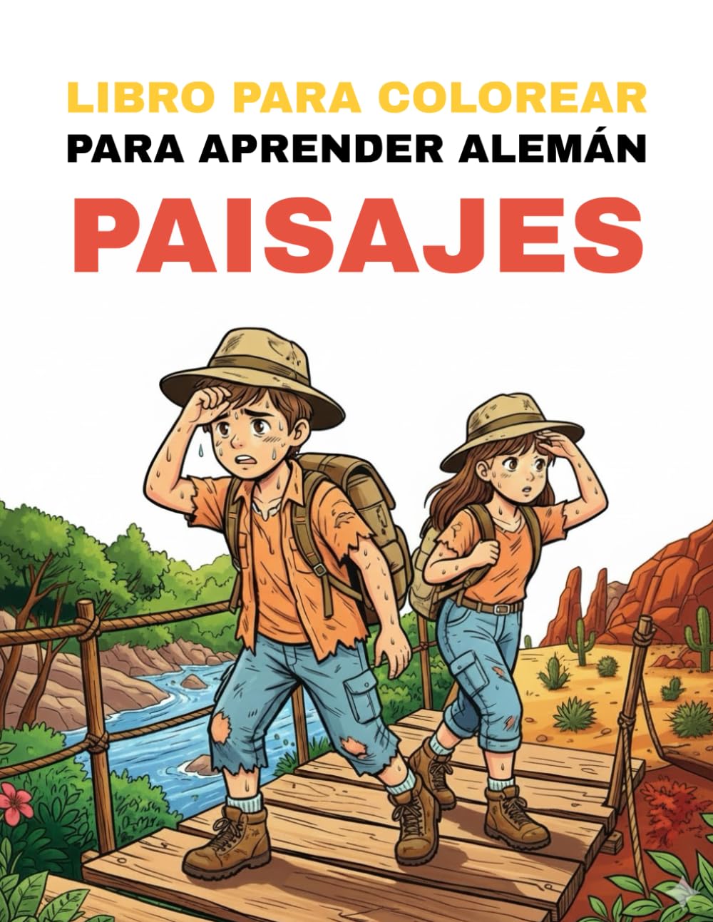 Libro para aprender alemán coloreando – Paisajes: Colorea hermosos paisajes y aprende sus nombres en alemán de forma divertida