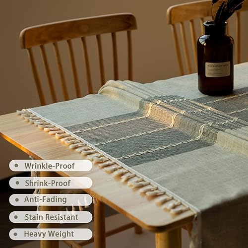 Miniatura 4 de Mokani - Mantel de lino de algodón lavable, diseño de cuadros, varios tamaños, 6-Gris