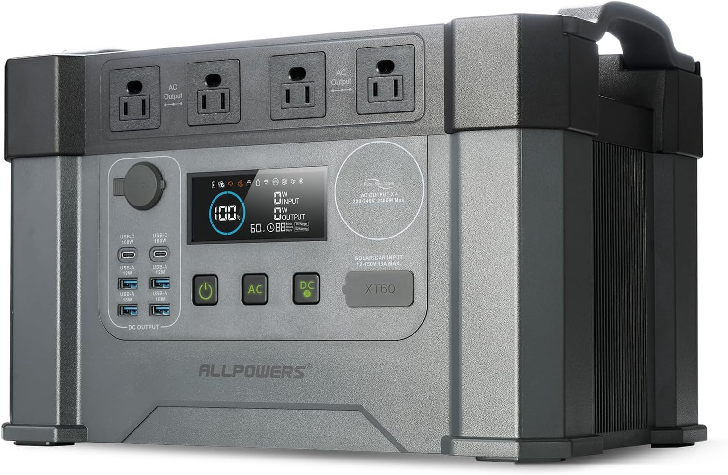 [Upgraded Version] ALLPOWERS S2000 Portable Power Station 2000W (Peak 4000W) MPPT Solar Generator 1500Wh Backup Battery with 4 AC Outlets for Outdoor Camping RV Emergency Off-Grid