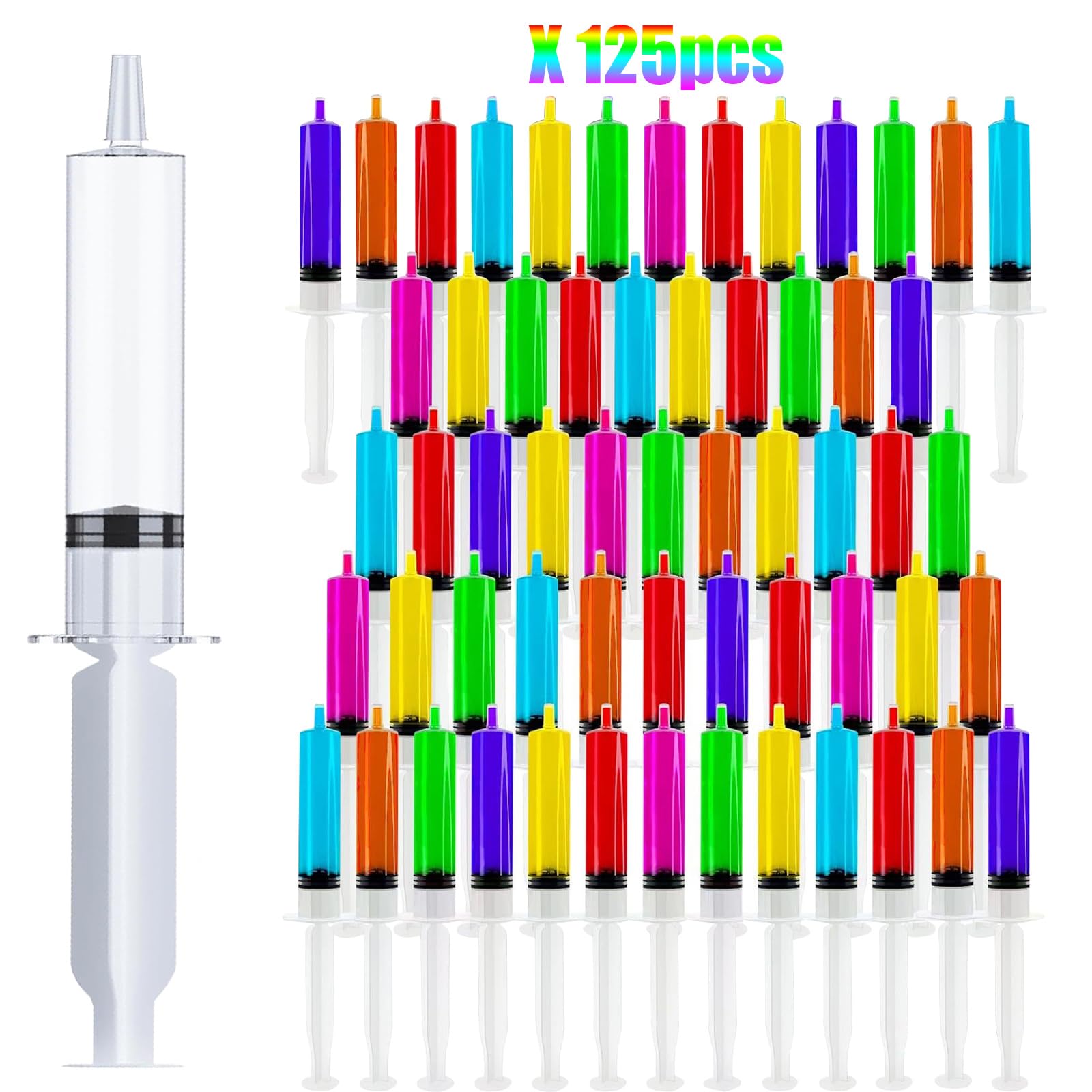 Photo 1 of 125 Pack Jello Syringes with Caps, 10ml Reusable Plastic Syringes for Party Desserts, Jelly, Pudding, Juice - BPA-Free Halloween Thanksgiving Christmas Birthday Supplies