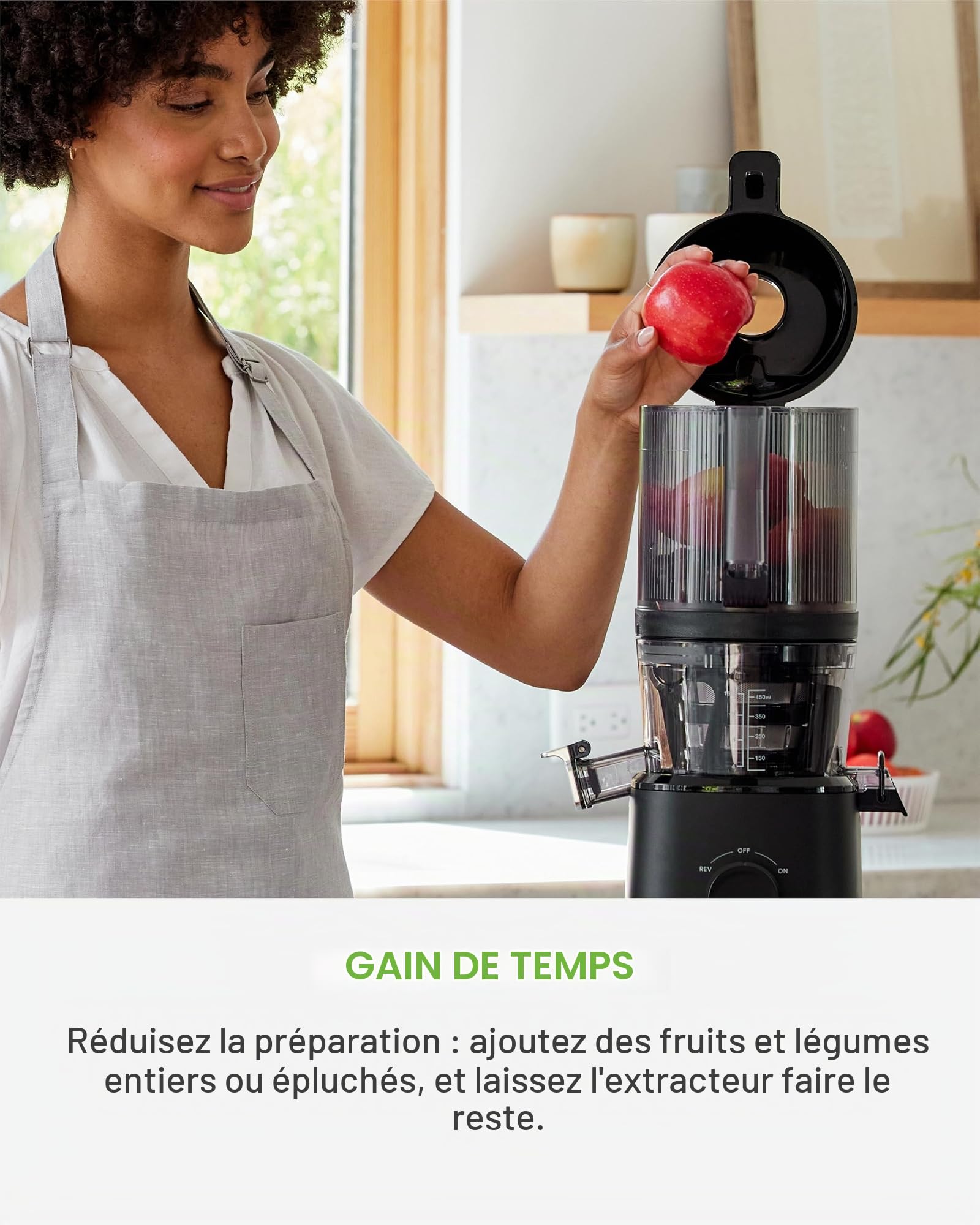 NAMA J2 Presse-agrumes à froid, auto-alimentation pour un fonctionnement mains libres, presse-agrumes sans résidus pour plus de jus, moins