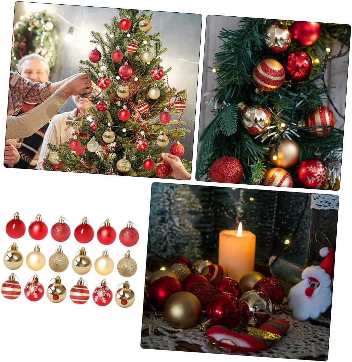 Palline di Natale per l'albero di Natale, 50 pezzi Palline di Natale placcate Palline di Natale Decorazioni per palline di Natale Ornamenti per palline di Natale Abito rosso Decorazioni per esterni